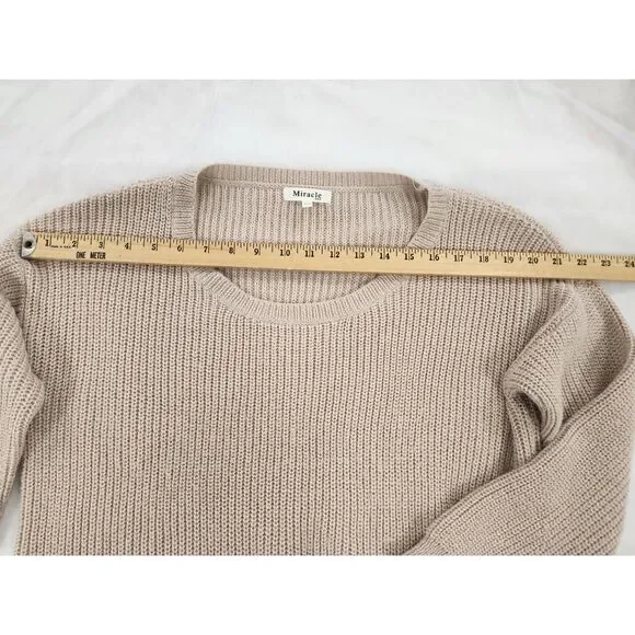 American Eagle Cream Cropped Chunky Knit Sweater XS Oversized Cozy Layer - Picture 10 of 10